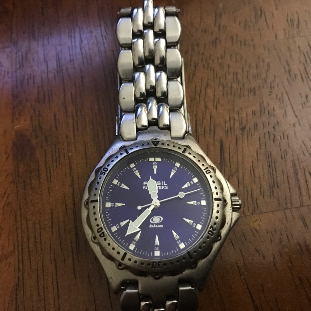 Fossil watch silver tone stainless steel as is for